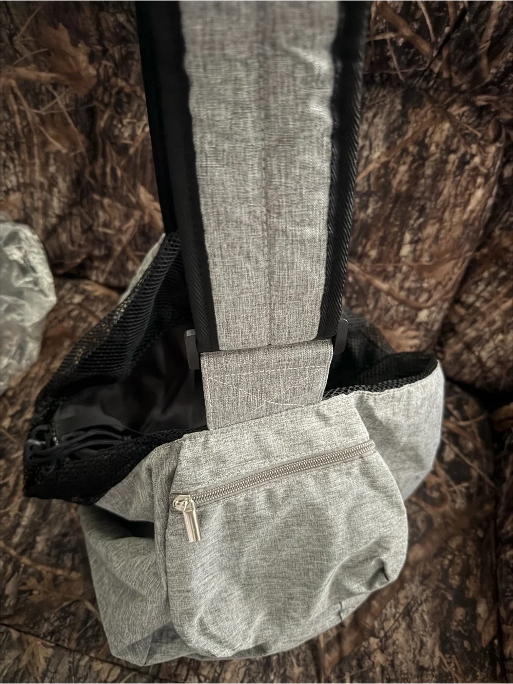 Gray Pet Sling Carrier with Adjustable Strap